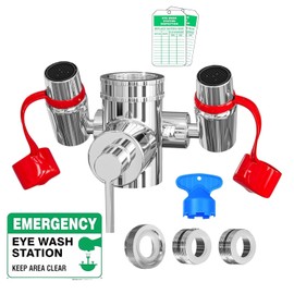 TidyFriend Eye Wash Kit - Faucet Mounted Emergency Eye Wash Station Sink Attachment -1x Continuous Flow Eyewash Station,3X Common Sink Adapter,2X Inspection Tag,1x Emergency Eye Wash Station Sign
