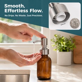 WOFASHPURET 24mm Soap Dispenser Pump Replacement, Stainless Steel Lotion/Shampoo/Conditioner Pump Head for Bathroom Kitchen Bottles, Smooth No Liquid Press Nozzle, Silver Finish