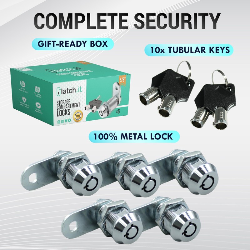 LATCH.IT 5-Pack RV Storage Locks 7/8" | 100% Metal Cam