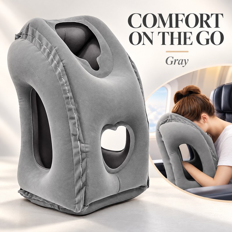 Inflatable Travel Pillow for Airplanes – Forward Leaning Head &