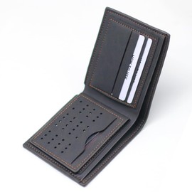 ROUGH FIT Men RFID Blocking Bifold Wallet, PU Leather Credit Card Holder, 9 Credit Card Slots, Minimalist Multifunctional Wallet (Brown)