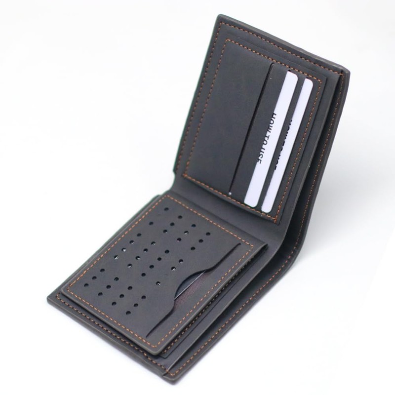 ROUGH FIT Men RFID Blocking Bifold Wallet, PU Leather Credit