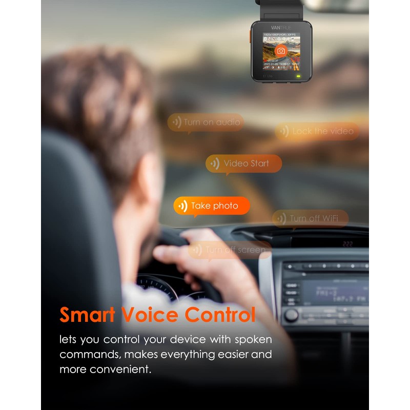 VANTRUE E1 Lite WiFi Mini Dash Cam with Voice Control,