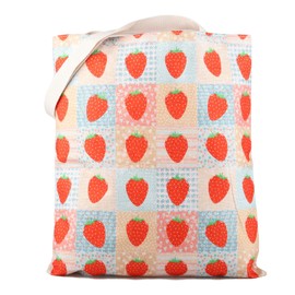 Gzrlyf Strawberry Tote Bag - Multicolor, 32cm x 37cm - Women's Adult Reusable Canvas Tote - Spring/Summer Gift, Work, Travel, Beach, Library