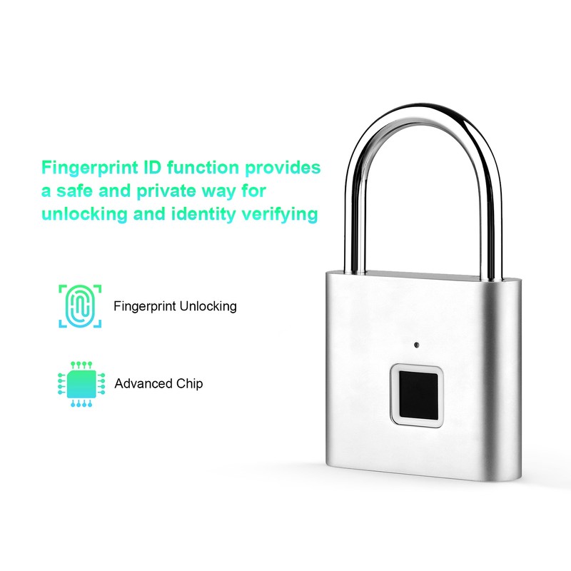 Smart Fingerprint Padlock Rechargeable Keyless 10 Fingerprints Morse Code Emergency