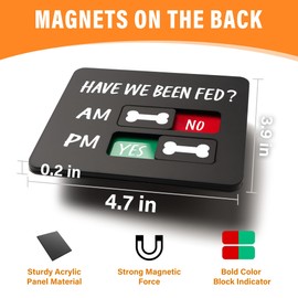 EliteSign Dog Feeding Reminder Sign with Magnet, Pet Feeding Tracker with Have We Been Fed, Acrylic Slider Sign for Fridge, AM PM Feed Chart Sign with Yes No Option, Black with 2 Stickers, 4.7" x 3.9"