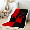 Manfei Queen and King Throw Blanket Black Red Patchwork Blanket