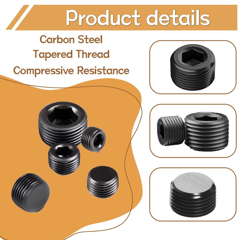zDwfDc 65PCS 6 Size Black Carbon Steel NPT Pipe Fittings,