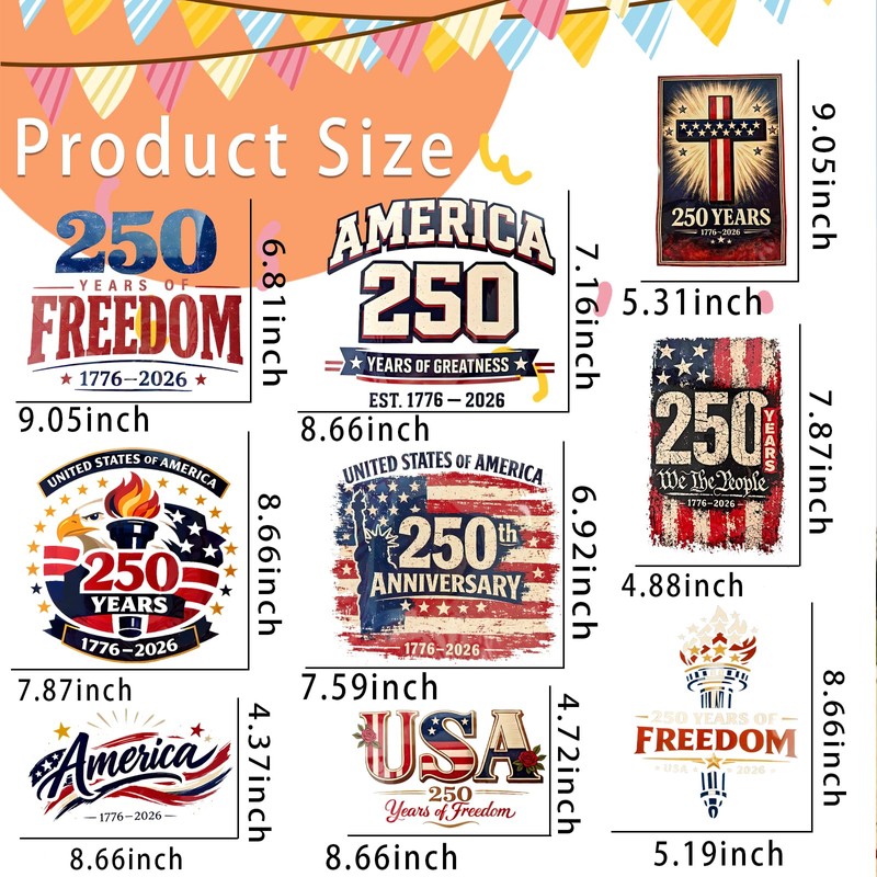 SHELEMB 9 Sheets 250 Years Anniversary of the United States