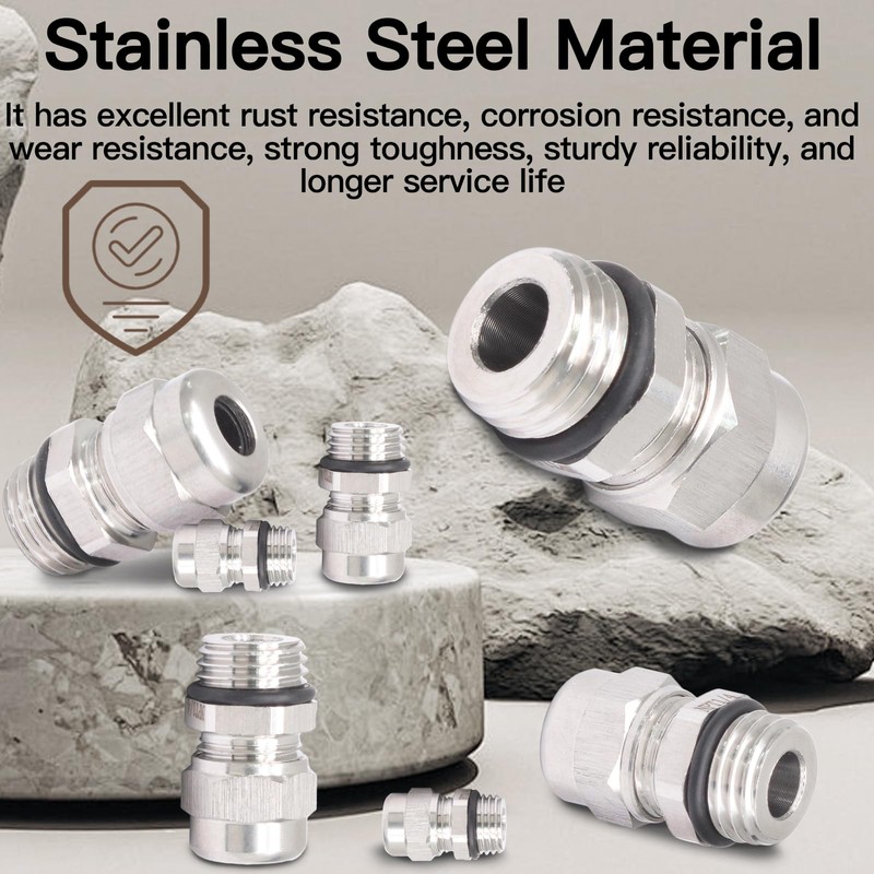 Biaungdo 4 Pack NPT 1/4" Cable Gland Waterproof, Stainless Steel