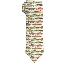 YCKNJYSG Funny Fish Novelty Tie for Men, Soft Polyester Dress Necktie for Dad, Husband Wedding