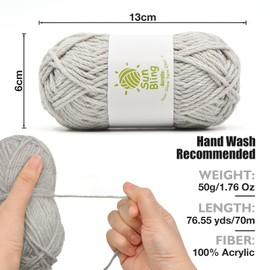 SunBling Crochet Yarn Glow in The Dark, 3 Pack of 150g/5.29oz Luminous Acrylic Yarn Supplies for Crocheting Knitting, Crochet Soft Yarns Set Ideal for Beginners Professional DIY Crafts(Gray)