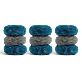 Full Circle Clean Ocean Netted Scrubbers - Set of 9 Dish Scrubbers. Non-Stick Safe. Quick Drying. Odor Resistant. Made Out of 100% Recycled Fishing Nets. Dishwasher Safe