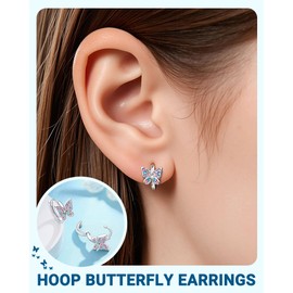 Kidbbi Hypoallergenic Hoop Earrings for Girls Kids 8-12 4 6 Butterfly Jewelry Christmas Birthday Back to School Gifts First Day of Kindergarten Preschool Pre k