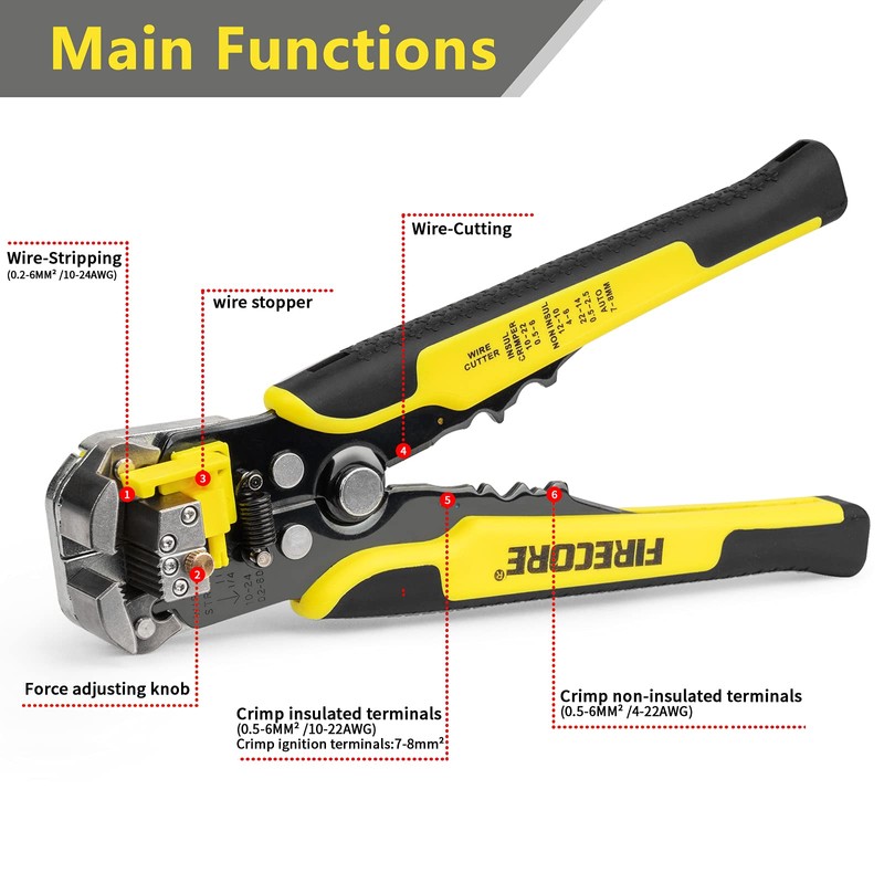 Firecore pelacables automático,Alicate terminales kit con 230 terminales,pelacable Multifuncional para