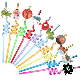 30 Pcs Passover 10 Plague Straws Passover Frogs Lice Hail Locust Firstborn Theme Crazy Straws Plastic Reusable Drinking Straws for Pesach Seder Passover Seder Table Supplies Decorations, 10 Styles