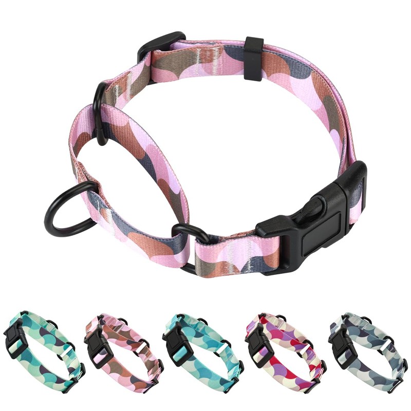 GUXL Martingale Dog Collars,Adjustable Soft Nylon Quick Release Buckle,No Pull