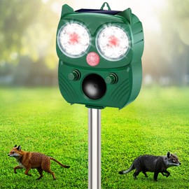 Solar Animal Repellent for Outdoor, Ultrasonic Pest Repeller with LED Strobe Light, Cat Repellent IP66 Waterproof, Effective Deterrent for Dogs, Deer, Raccoons, Skunks, Squirrels in Yard, Garden