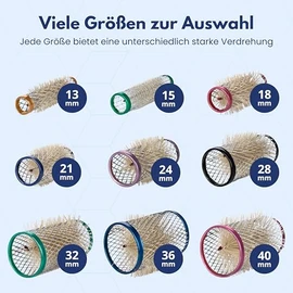 PONIK'S PROFESSIONAL - Metal Rollers, Wire Rollers with Bristles, Metal Hair Rollers, 12 Pieces, Hair Rollers 32 mm, Hair Roller Set, Hair Rollers Curls, Curler Set - Green