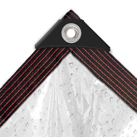 Clear Tarp - Waterproof - with Grommets, Transparent Tarps - for Pool/Patios/Wood/Camping, Outdoor Clear Tarpaulin, Great Tool for Rain Proof