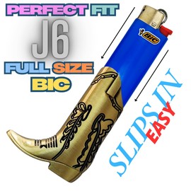 Cowboy Boot Lighter Case. Cow Boy Boot Lighter Holder Sleeve for J5 and J6 BIC Lighters. 3 Colors to Choose from. | Lighters NOT Included (Gold, Full Size J6)