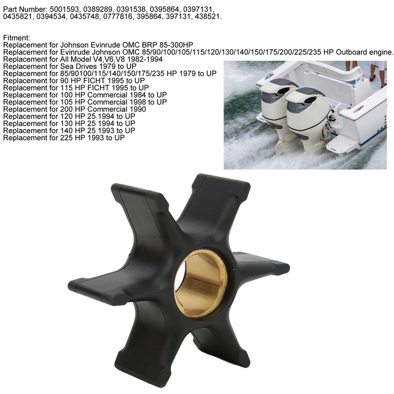 6 Blade Outboard Water Pump Impeller 435821 Neoprene Replacement for