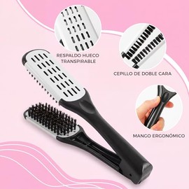 Cepillo para Alisar el Cabello, Peine de Cerdas, Peine en Forma de V, Crea Lisos, Rizos y Ondas, Antiencrespamiento y Antiestático. Ideal para Viaje y