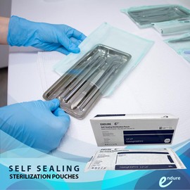 Endure Blue Self Seal Sterilization Pouch for Cleaning Tools, Autoclave Sterilizer Bags, Case of 800 Pouches (5.5" x 16")