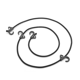 SZSL Outdoor Double Hook Elastic Rope, 0.3 inch (8 mm) Thick Motorcycle Luggage Camper Cow Streak Rope Slide Hook 6.6 ft (2 m), Black
