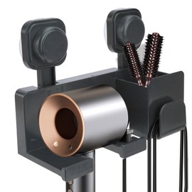 Hair Dryer Holder Wall Mounted, Space-Saving Blow Dryer Organizer in Bathroom, Sucker Type Self Adhesive Metal Dryer Rack Holder for Dyson Hair Dryer Flat Iron Curling Wand Hair Straightener (Large)