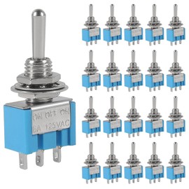 20Pcs SPDT Mini Toggle Switch 3 Pin 3 Position ON/Off/ON Miniature Toggle Switches AC 125V/6A Toggle Switch