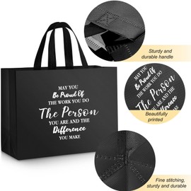 36 Pcs Large Thank You Reusable Gift Bags Employee Team Appreciation Gift Bags May You Be Proud Gift for Employee Teacher Student Coworker Secretary Appreciation Assistant Gift(Black,15.7x12x6.3Inch)