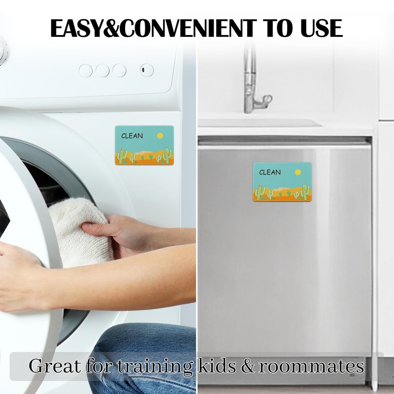Cute Clean Dirty Dishwasher Magnet, Washing Machine Magnet Flip, Kitchen
