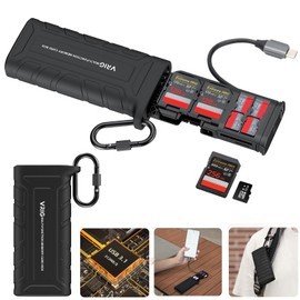 High-Speed Multi Memory Card Reader & Writer Type-C USB 3.1 Micro SD, SDXC Fast Card Reader for Professional Photographers IP54 Safe & Secure Card Holder Case Fast Transmission Speeds Up To 312MB/s