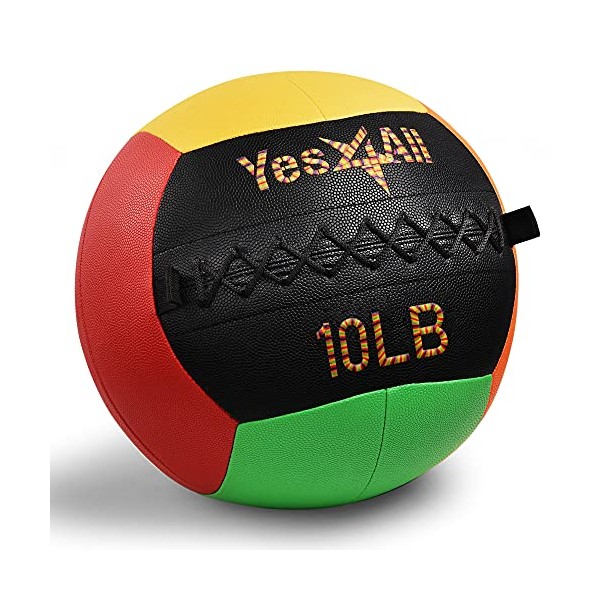 Yes4All Vibrant Wall Ball/Wall Medicine Ball for Full Body Workout and Strength Exercise – 10 lbs