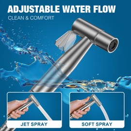 FREDI Bidet Sprayer for Toilet - Handheld Sprayer Kit, Adjustable Pressure, Stainless Steel, Easy to Install (2-Pack, Brushed Nickel)