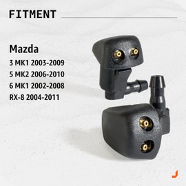 Click&Fit 2-pcs Windshield Washer Nozzles Compatible with Mazda 3 MK1 2003-09, Mazda 5 MK2 2006-10, Mazda 6 MK1 2002-2008 Wiper Jet Fluid GK2C67510B BN8W-67-510