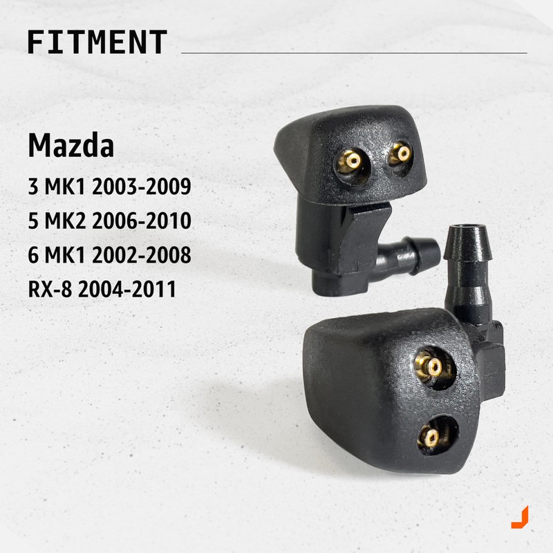 Click&Fit 2-pcs Windshield Washer Nozzles Compatible with Mazda 3 MK1