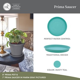 The HC Companies Round Prima Flower Pot Saucers - Plastic Plant Saucer for Outdoors & Indoors - Traditional Plant Pot Trays for Water Drainage -Durable Plant Tray (5-inch Dusty Teal, Pack of 1)