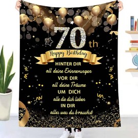 UOOYAA 70th Birthday Gift Cuddly Blanket for Women Manner, 70th Birthday Gift for Women Cuddly Blanket for Girlfriend Best Friend Sister Gifts for 70th Birthday