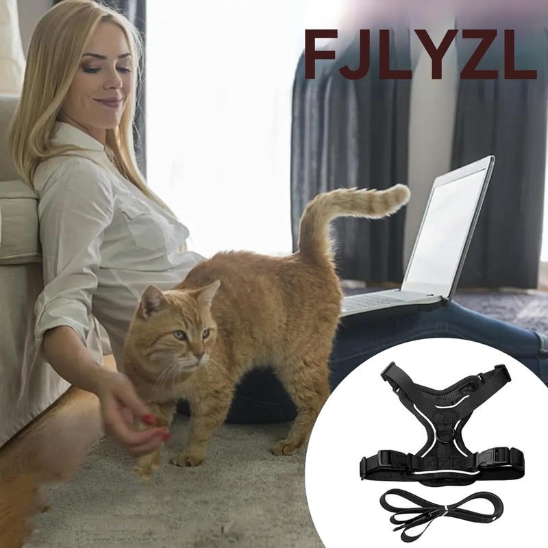 Cat Harness Anti-Escape Adjustable Outdoor Walking Vest, Reflective Strap, Breathable