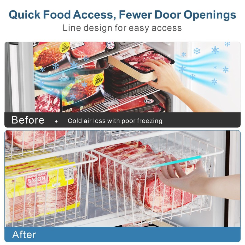 iSPECLE Freezer Organizer Bins - 4 Pack Medium Upright Baskets