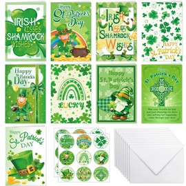 HOWAF 9 St Patricks Day Cards with Envelopes Stickers, Happy St.Patrick's Day Card, St Patrick's Day Cards Shamrock Irish St Patricks Day Greeting Card, Gifts for Kids, Family, Friends, Colleague