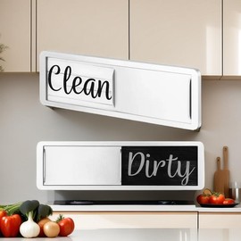Dishwasher Magnet Clean Dirty Sign, Easy to Read/Strong Clean Dirty Sign, Large Fonts, Silky Wood Grain Texture with Clear Acrylic Panels, High Quality Plastic Panels And Double-Sided Adhesives, Stylish Kitchen Sign Dirt Clean Sign:_Silver