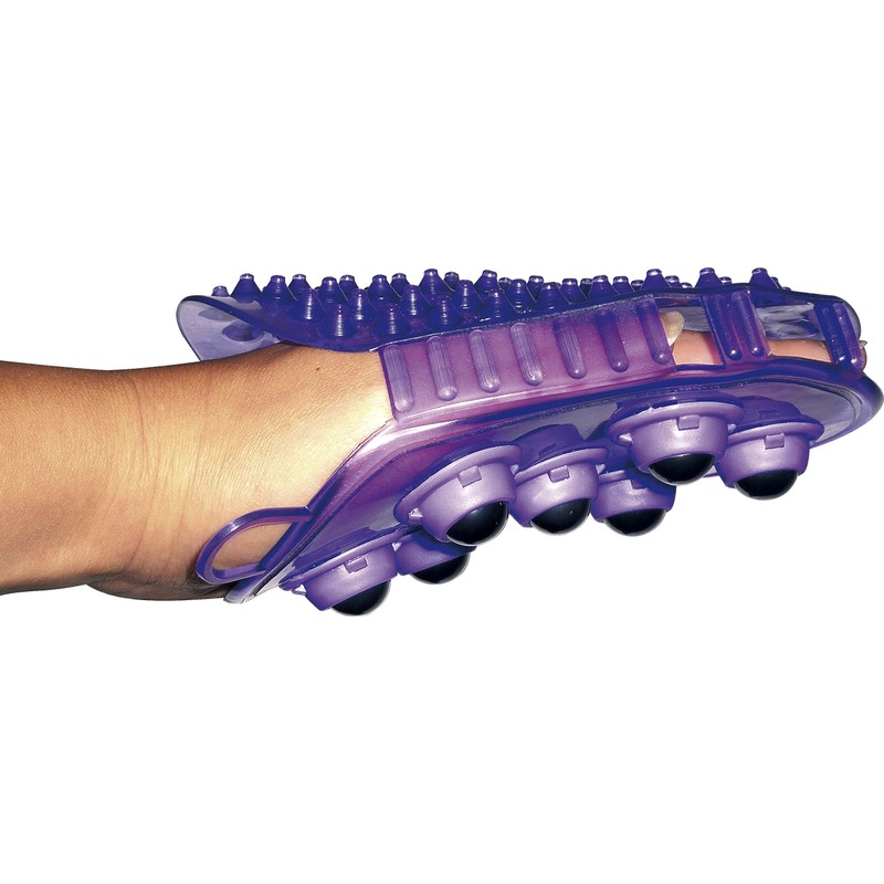 2 in 1 Cleaning Glove with Curry Comb, Purple, PVC