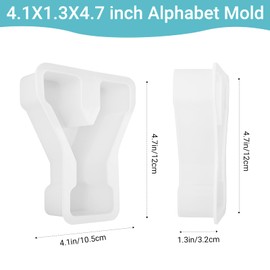 Gartful - Moldes de resina de 4.7 pulgadas para fundición, moldes de silicona de resina del alfabeto en Y, moldes gruesos de silicona 3D para hacer letras, arte de letras, manualidades, hacer velas