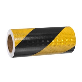 MECCANIXITY Reflective Tape, 6 Inch x 16 ft Warning Safety Sticker Night Reflectors Self-Adhesive Trailer Reflector Twill Tape for Cars Trucks Trailer, Yellow Black