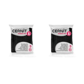 CERNIT CE9056100AMZC - Pack of 2 Modelling Clay Number One - Modelling Clay for Baking - Colour Black - 2 Blocks of 56 g