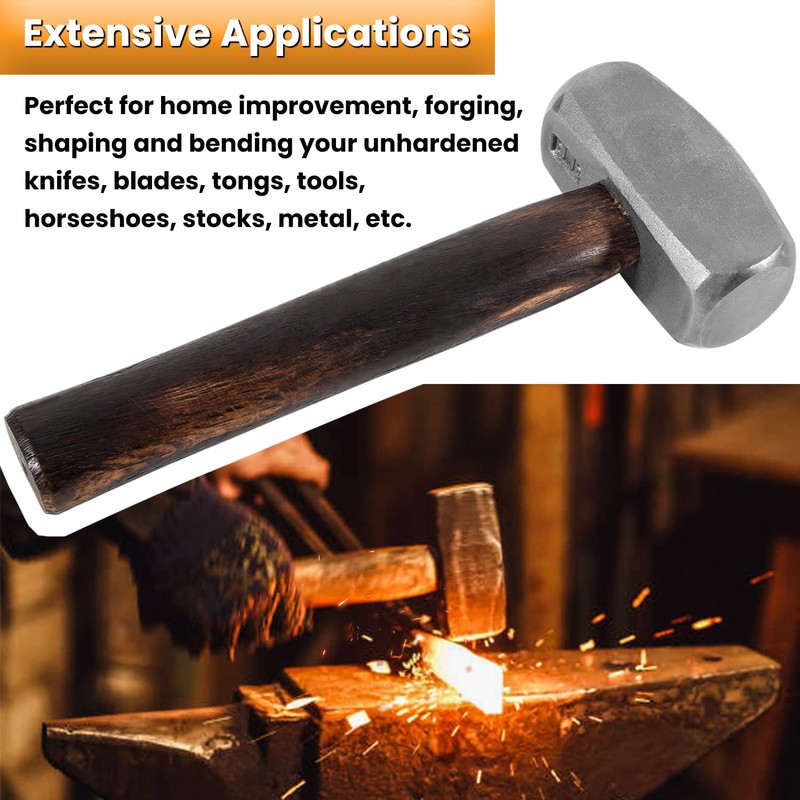 3lb Blacksmith Hammer Bladesmith Forge Engineer Drilling Stubby Hammer Handmade