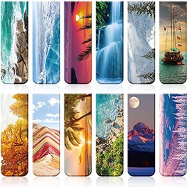 Tenare - 12 marcadores magnéticos de 12 estilos con imán para páginas, clips surtidos para libros de paisaje, para lectura de doble cara, bonito marca